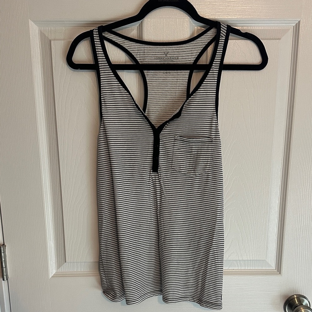 American Eagle Outfitters Black and White Striped Tank